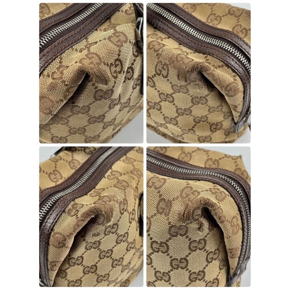 GUCCI GG Canvas Boston Bag Handbag Brown Leather - Picture 7 of 10